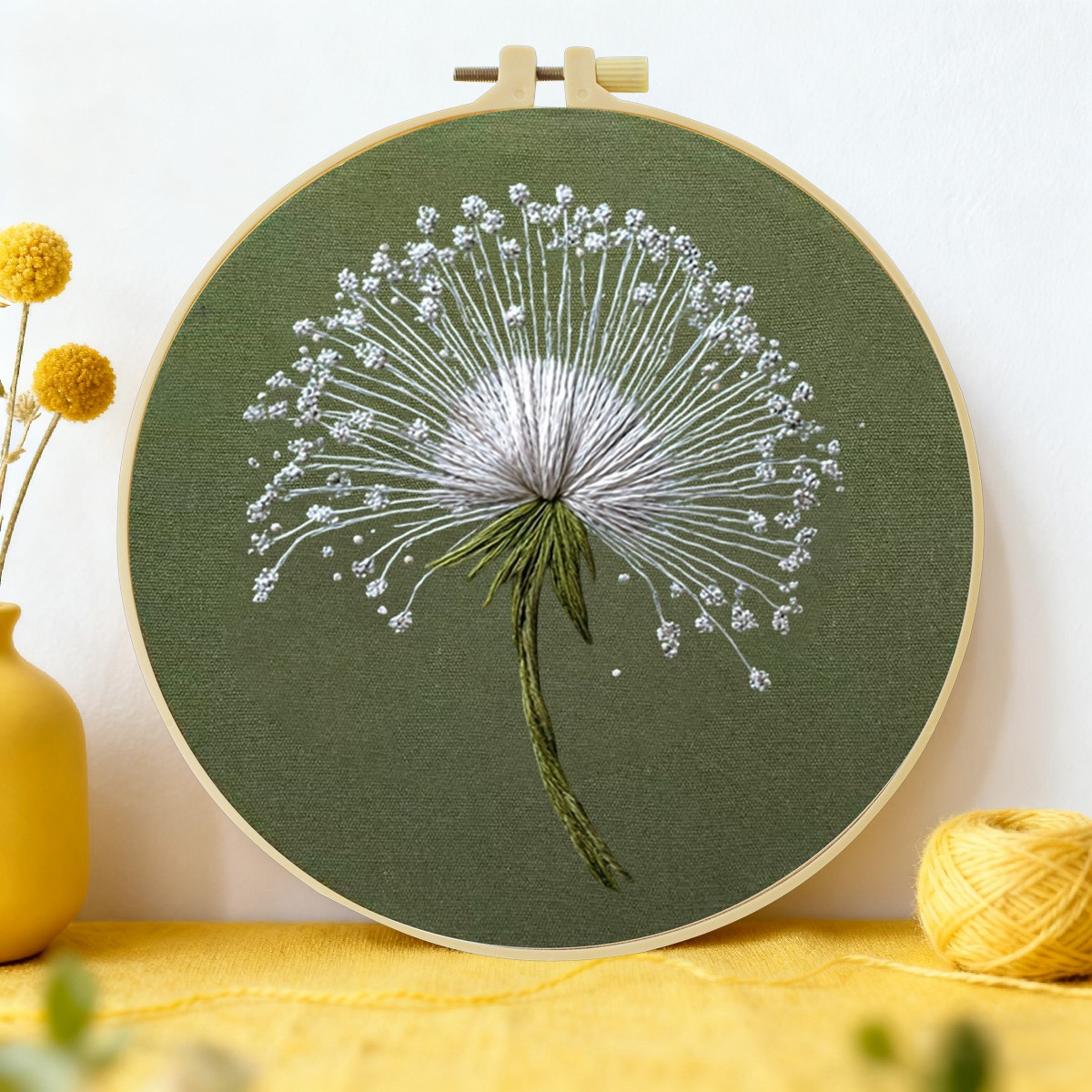 Home Textiles Discount - Kit Ricamo Dandelion 20x20cm/15x15cm (7.87/6.3 pollici)