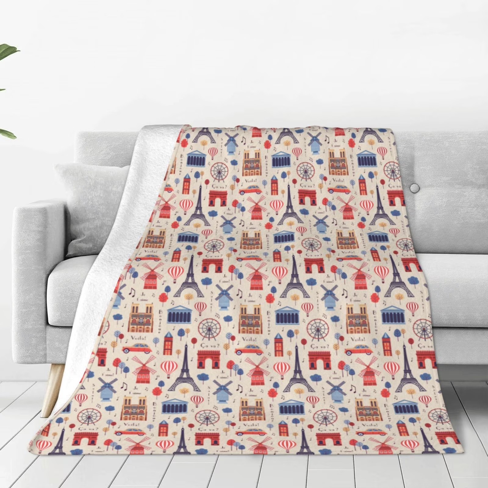 Home Textiles Paris - Coperta in pile sherpa con stampa